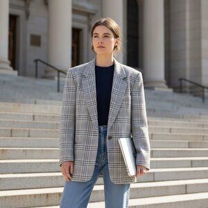 Tailor Vintage Gray Plaid Blazer